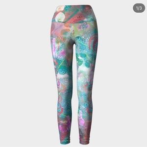 Tropical floral summer festival leggings - eco friendly athletic compression